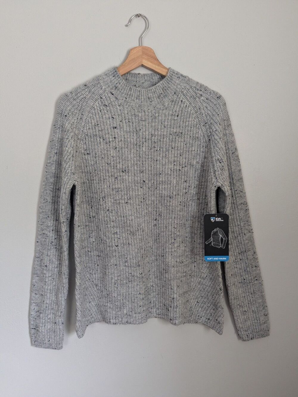 NEW Kuhl Ida Womens S Ash Gray Sweater Cozy Knit Mock Neck Pullover Merino Blend